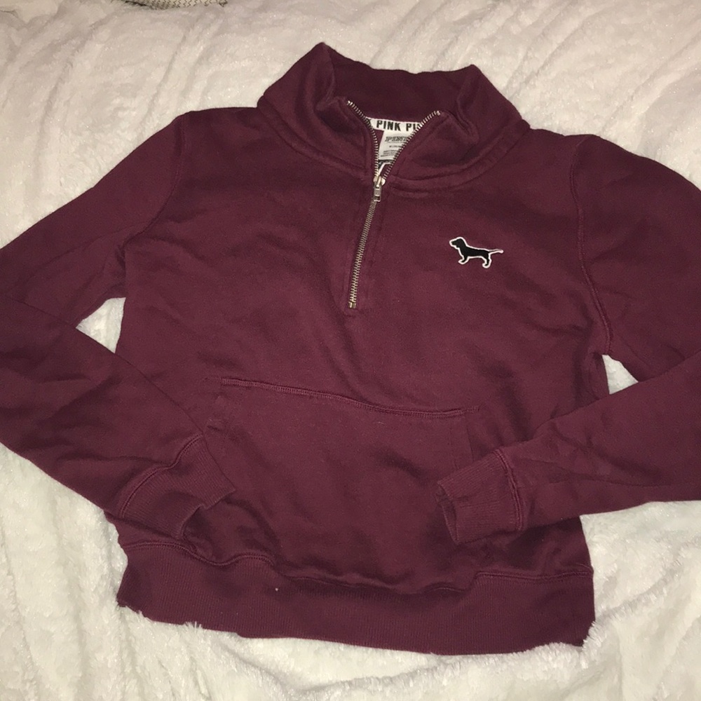 VS PINK quarter zip in BURGUNDY EUC